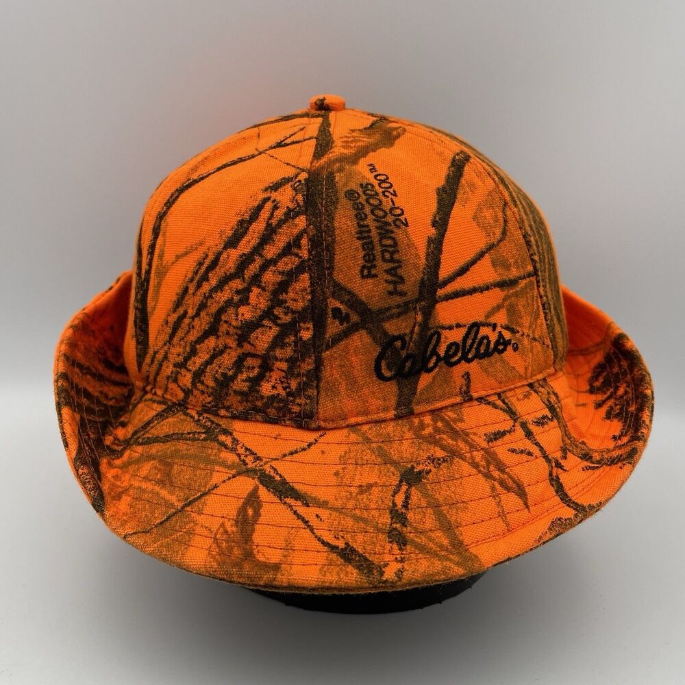 Vintage Cabelas RealTree Insulated Orange Camouflage Jones Ear Flap Hat Size M
